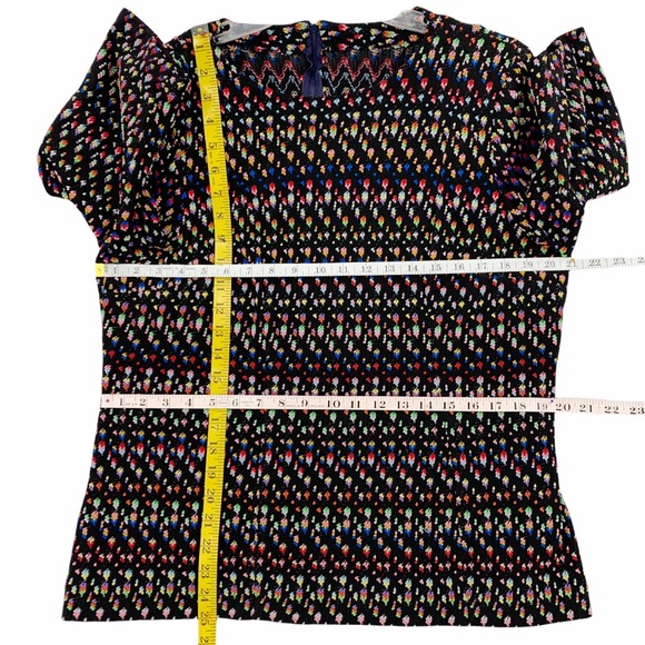 Vintage Handmade Black Zipper Back Shirt with Rainbow Colors Detailing - Picture 6 of 8